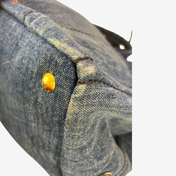 Prada Canapa Denim Logo Tote Bag Blue XL Large Top Handle Milano Italy - Picture 14 of 16